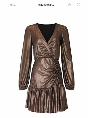 Slate & Willow Metallic Flounce Hem Dress Size M